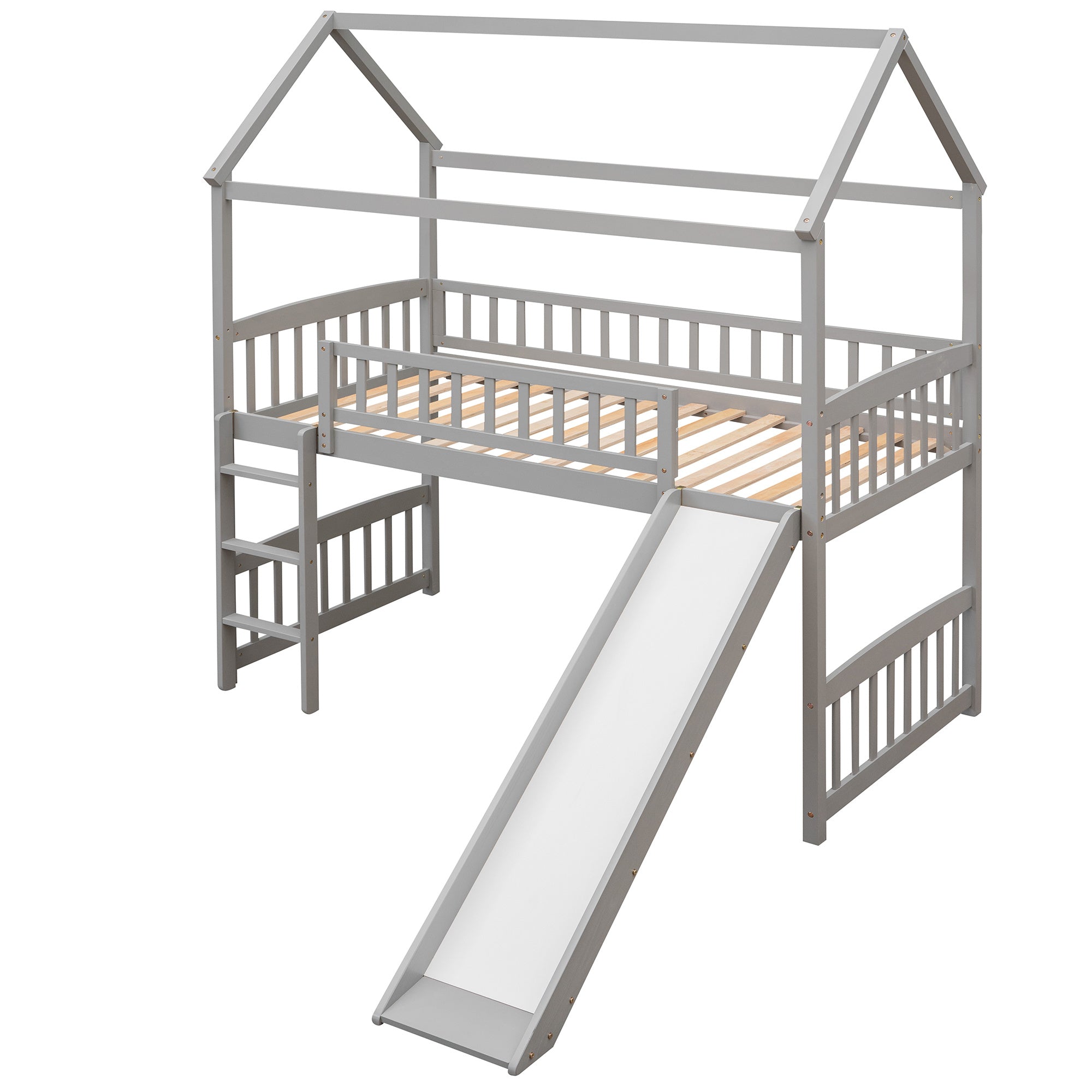 Twin Loft Bed with Slide;  House Bed with Slide