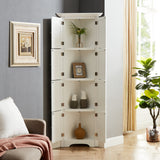 Tall Storage Cabinet with Doors and 4 Shelves for Living Room, Kitchen, Office, Bedroom, Bathroom, Modern, White