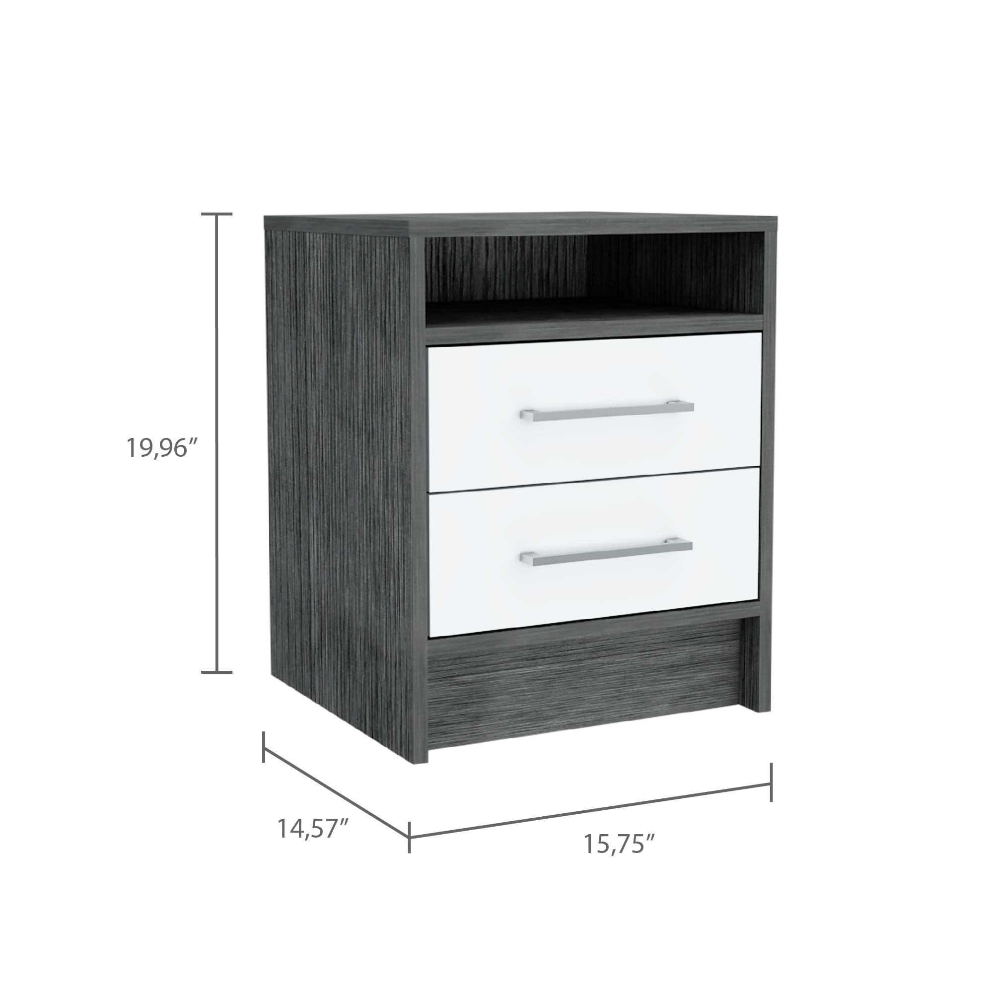 Rowley 2-Drawer 1-Shelf Rectangle Nightstand Smokey Oak and White