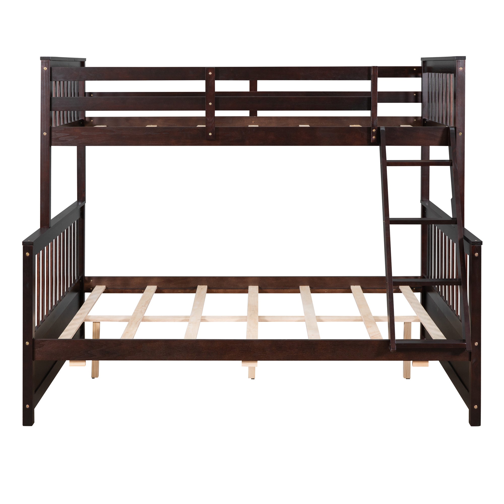 Twin-Over-Full Bunk Bed with Ladders and Two Storage Drawers