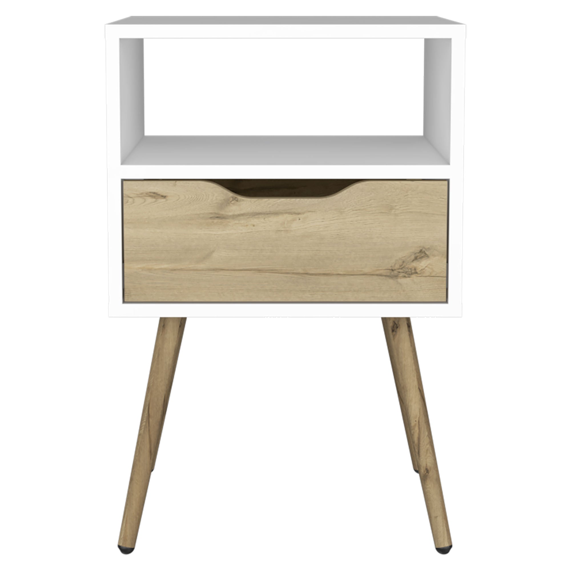 Haverson 1-Drawer 1-Shelf Nightstand White and Light Oak