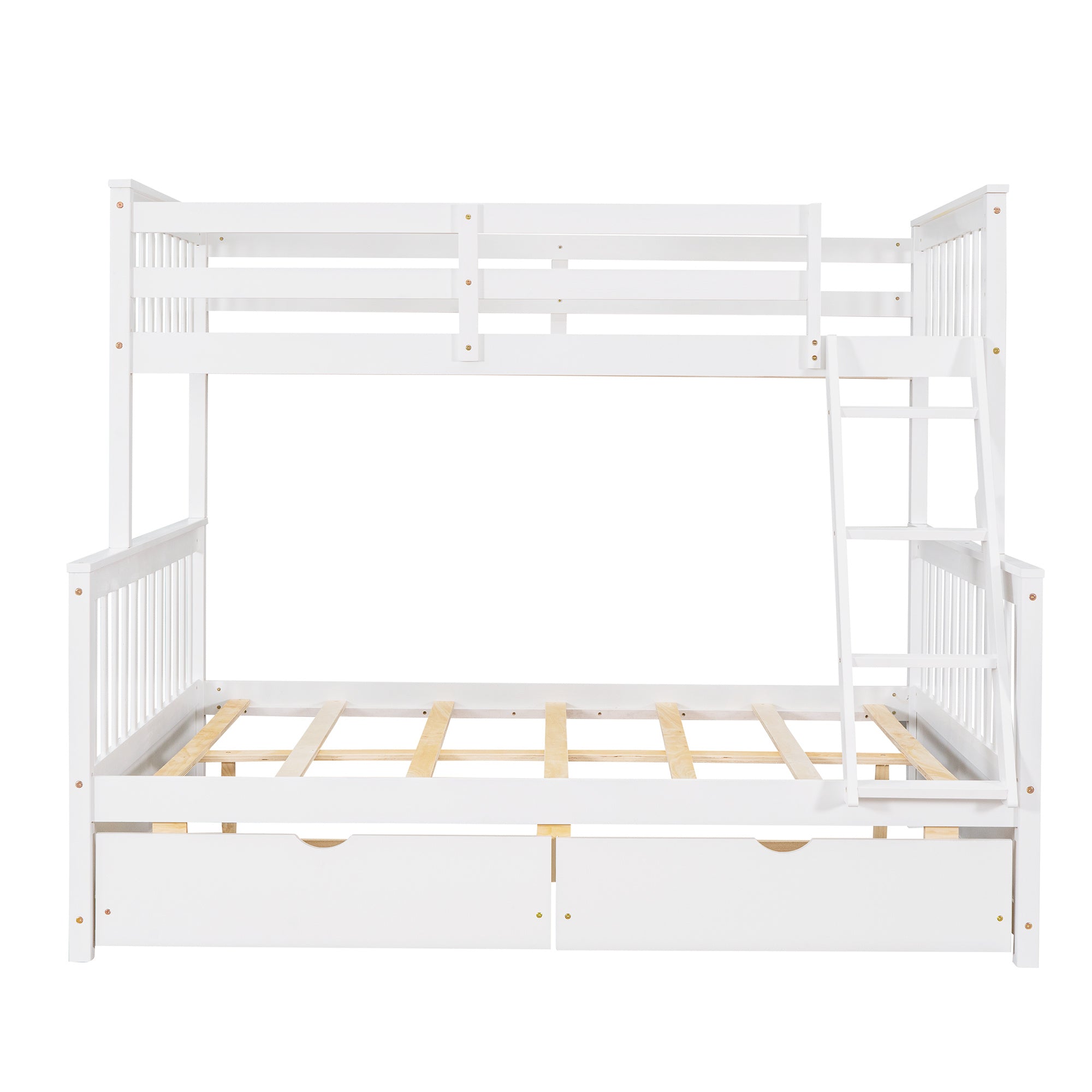 Twin-Over-Full Bunk Bed with Ladders and Two Storage Drawers