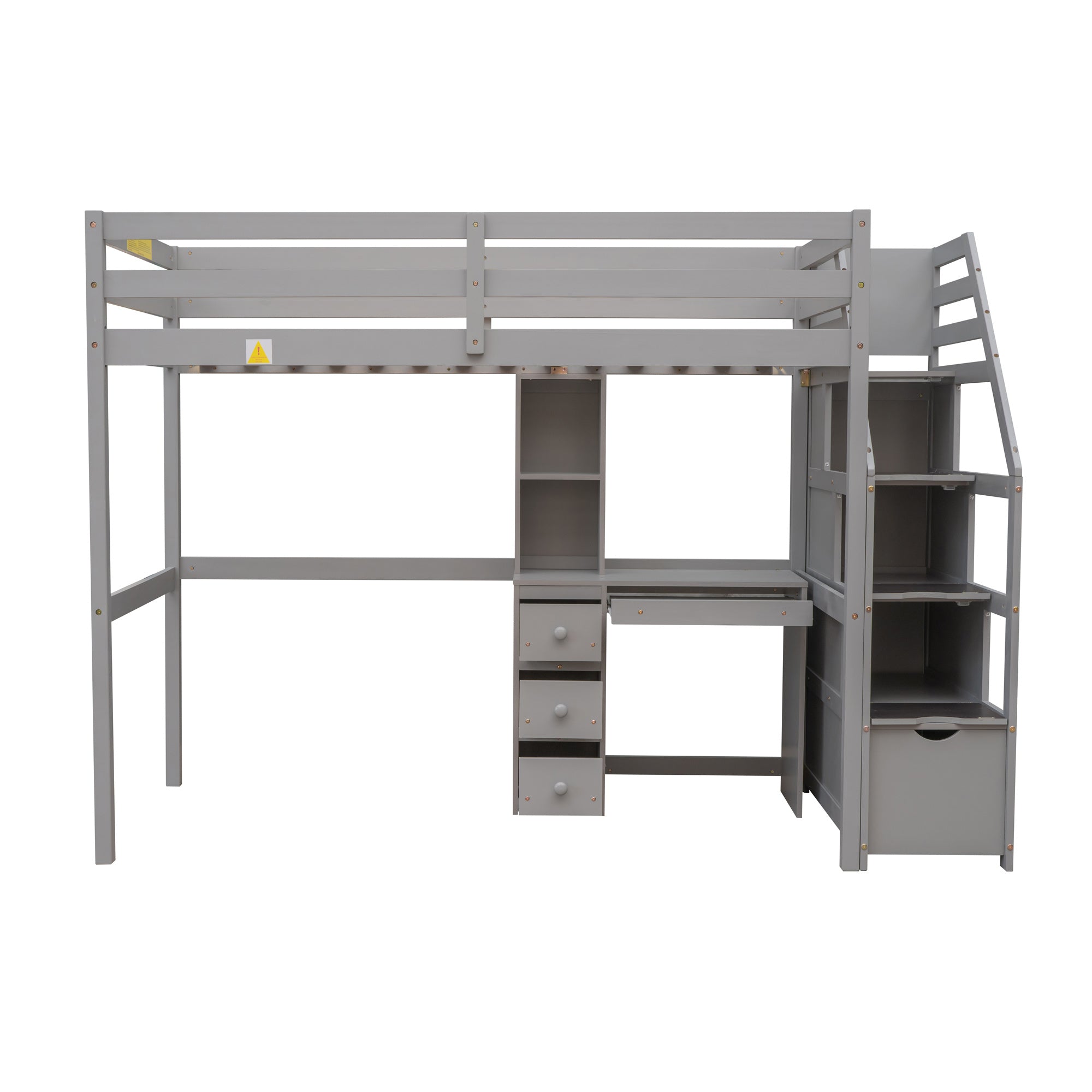 Twin Size Loft Bed with a Stand-alone Bed;  Storage Staircase;  Desk;  Shelves and Drawers