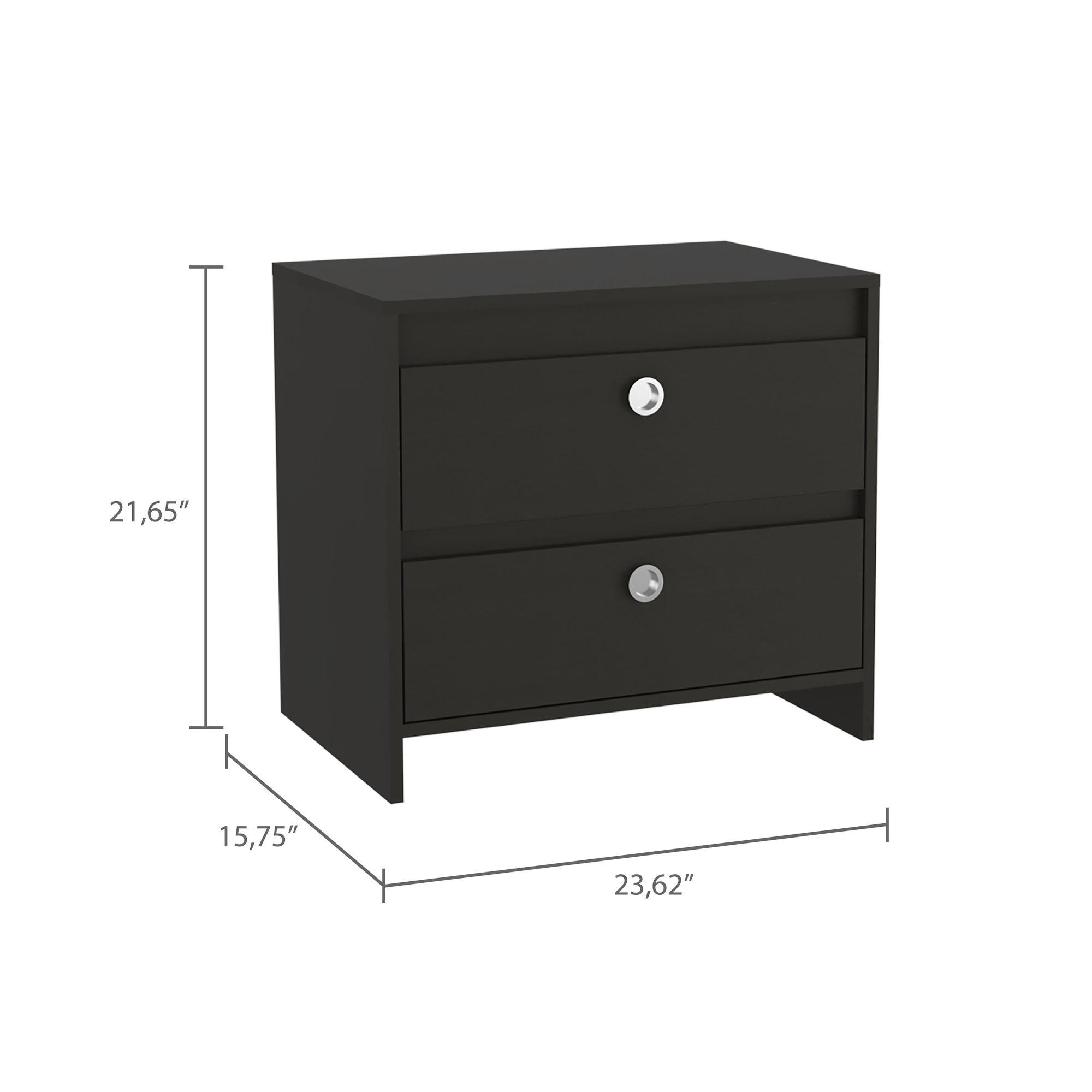 Heritage Rectangle 2-Drawer Nightstand Black Wengue