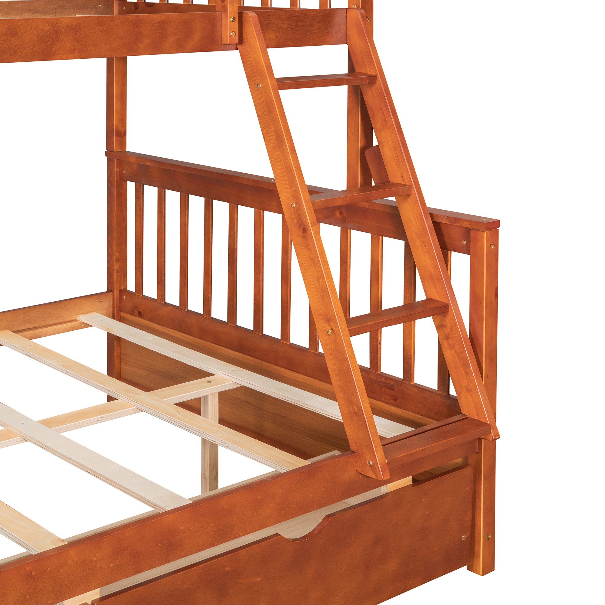 Twin-Over-Full Bunk Bed with Ladders and Two Storage Drawers