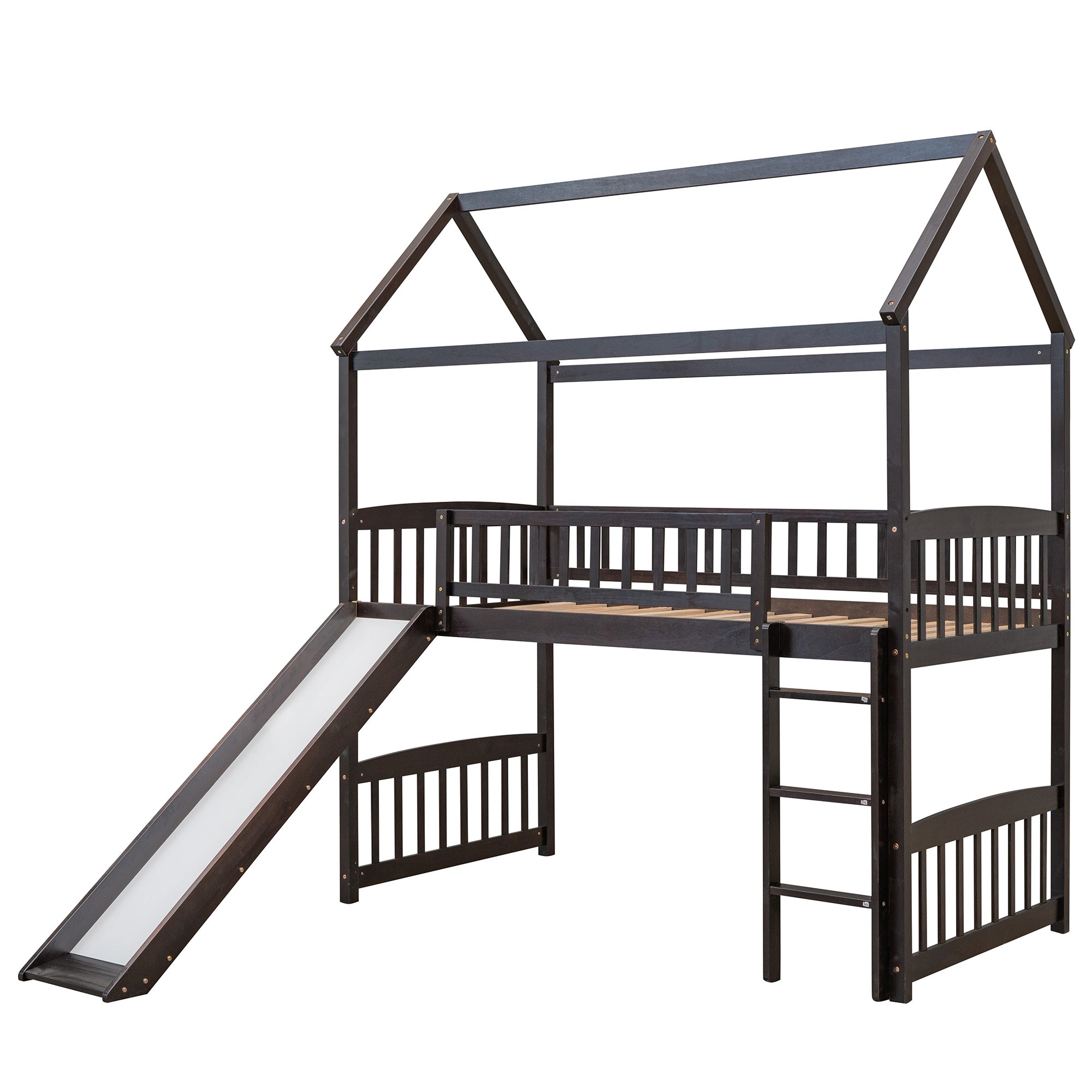 Twin Loft Bed with Slide;  House Bed with Slide