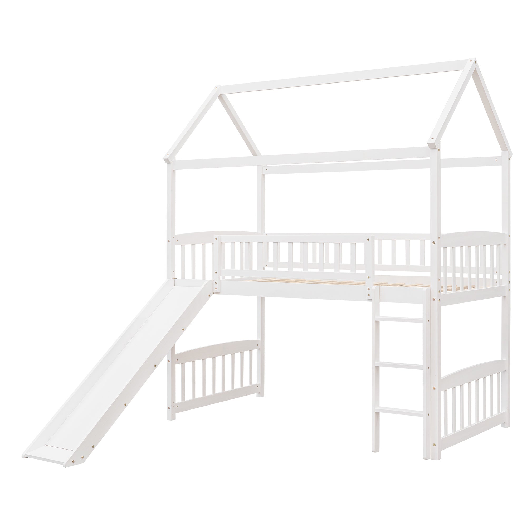 Twin Loft Bed with Slide;  House Bed with Slide