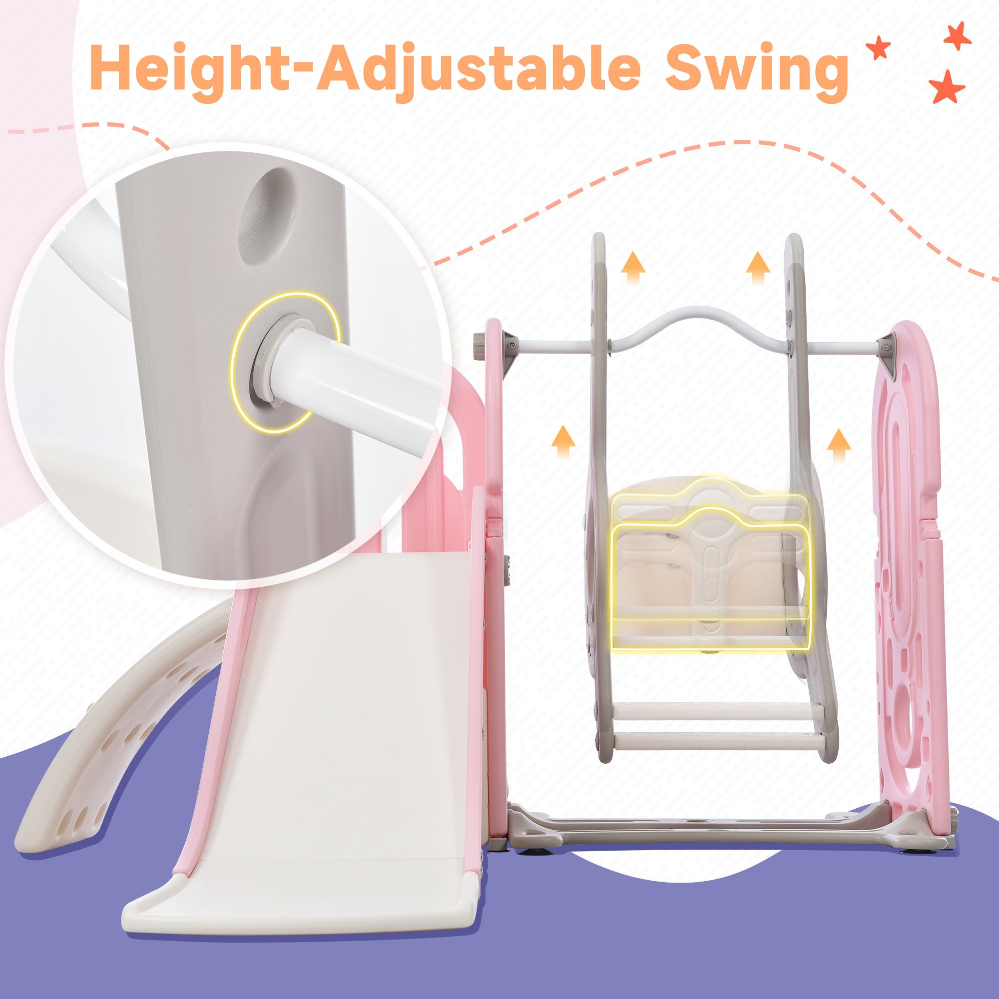 Toddler Slide and Swing Set 5 in 1, Kids Playground Climber Slide Playset with Basketball Hoop Freestanding Combination for Babies Indoor & Outdoor