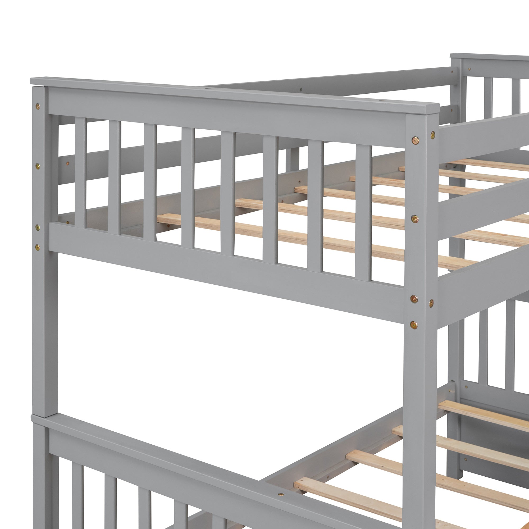 Twin-Over-Full Bunk Bed with Ladders and Two Storage Drawers