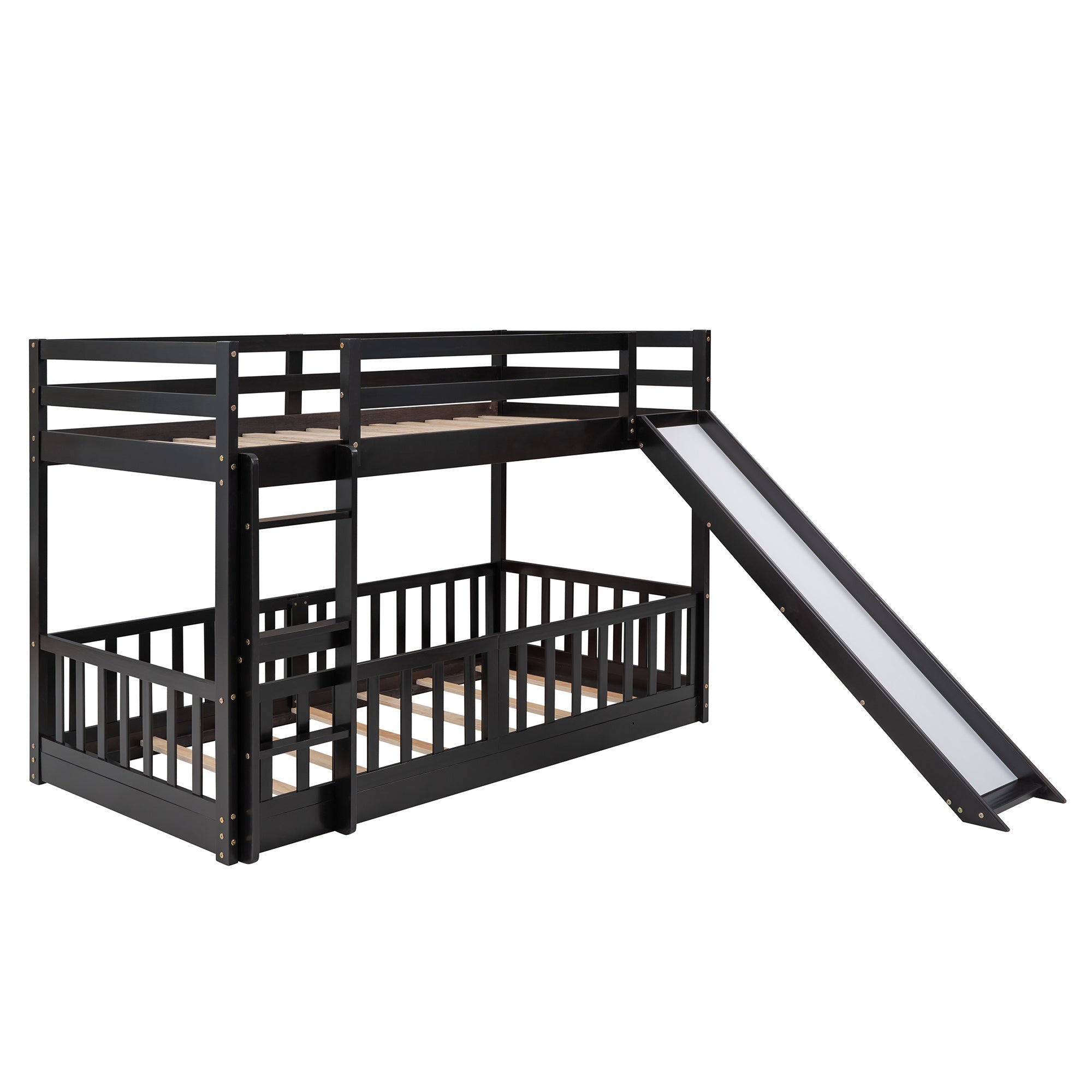 Twin Over Twin Bunk Bed with Slide and Ladder