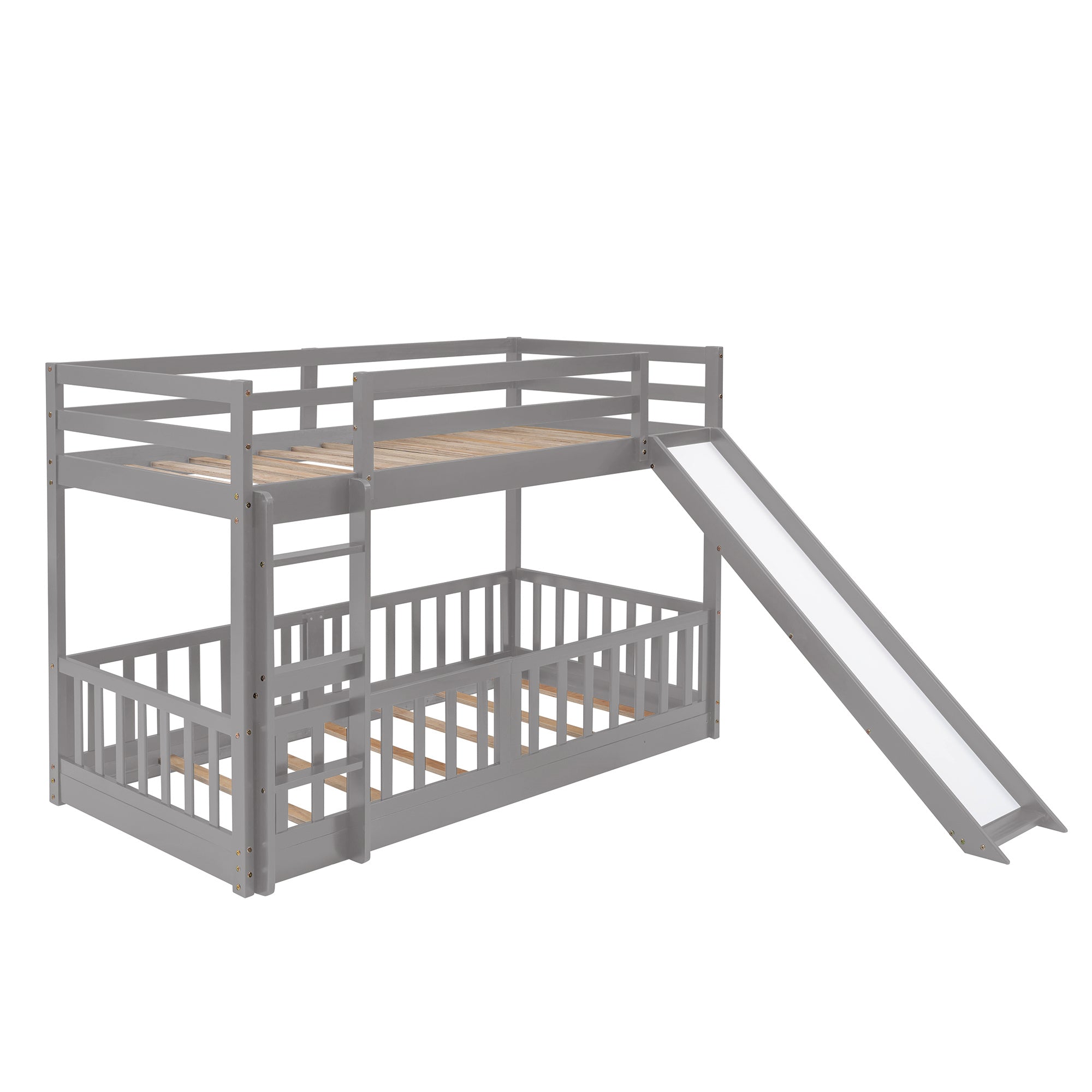 Twin Over Twin Bunk Bed with Slide and Ladder