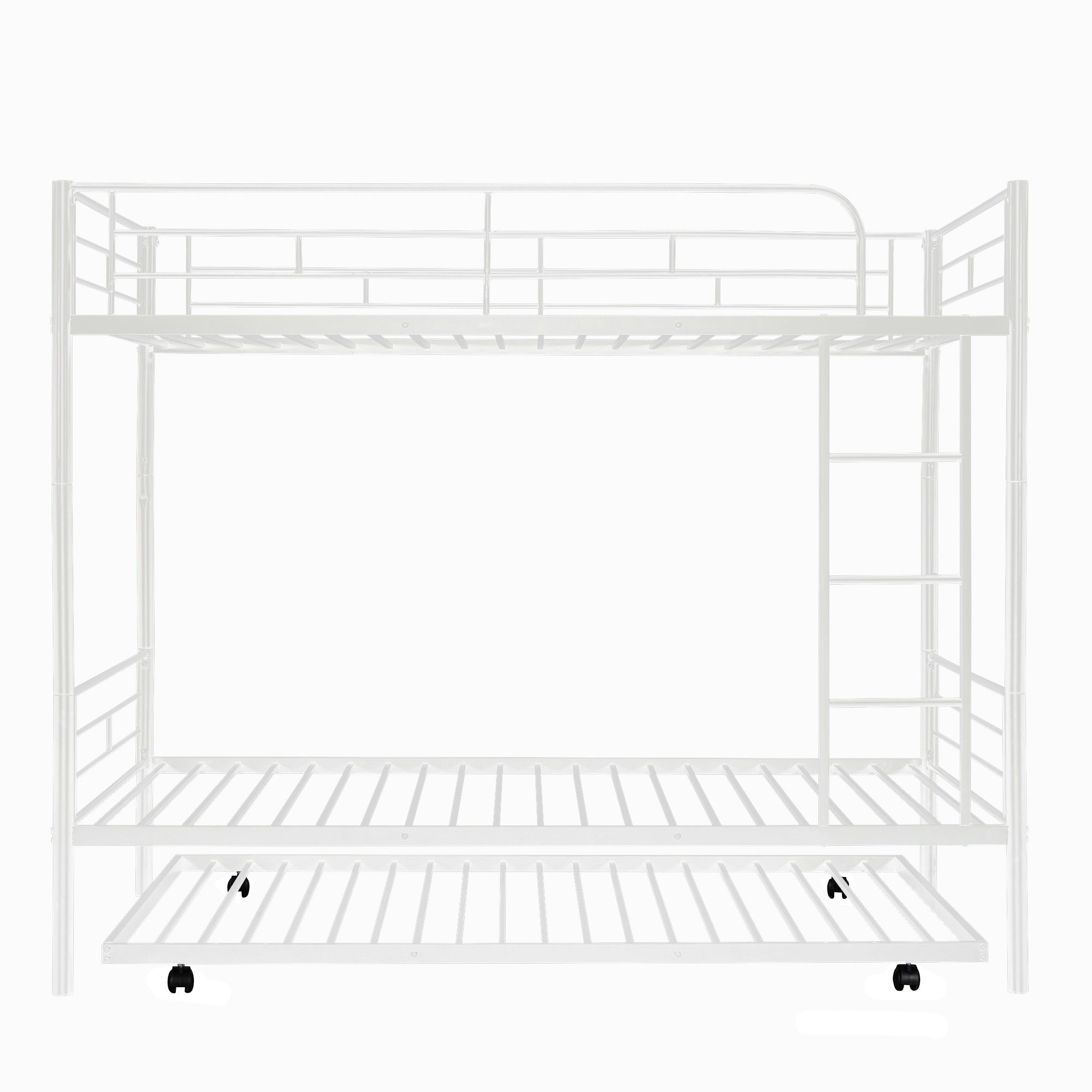 Twin-Over-Twin Metal Bunk Bed With Trundle,Can be Divided into two beds,No Box Spring needed