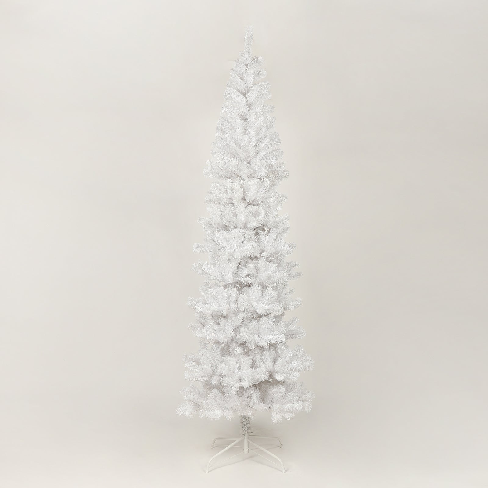 7.5FT White Slim Artificial Christmas Tree Includes Foldable Metal Stand