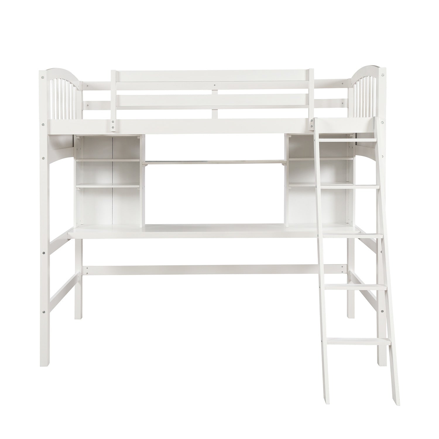 Twin size Loft Bed with Storage Shelves;  Desk and Ladder