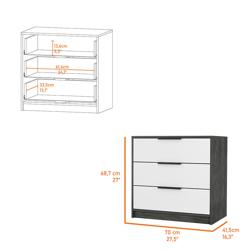 Cannon 3-Drawer Dresser Smokey Oak and White