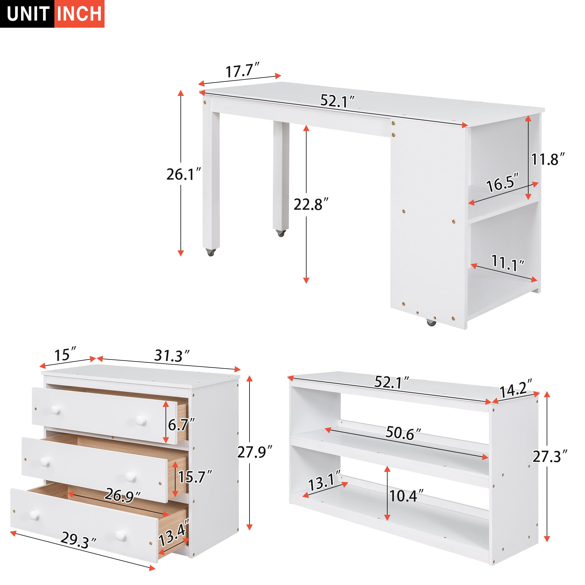 Low Study Full Loft Bed with Cabinet ; Shelves and Rolling Portable Desk ; Multiple Functions Bed