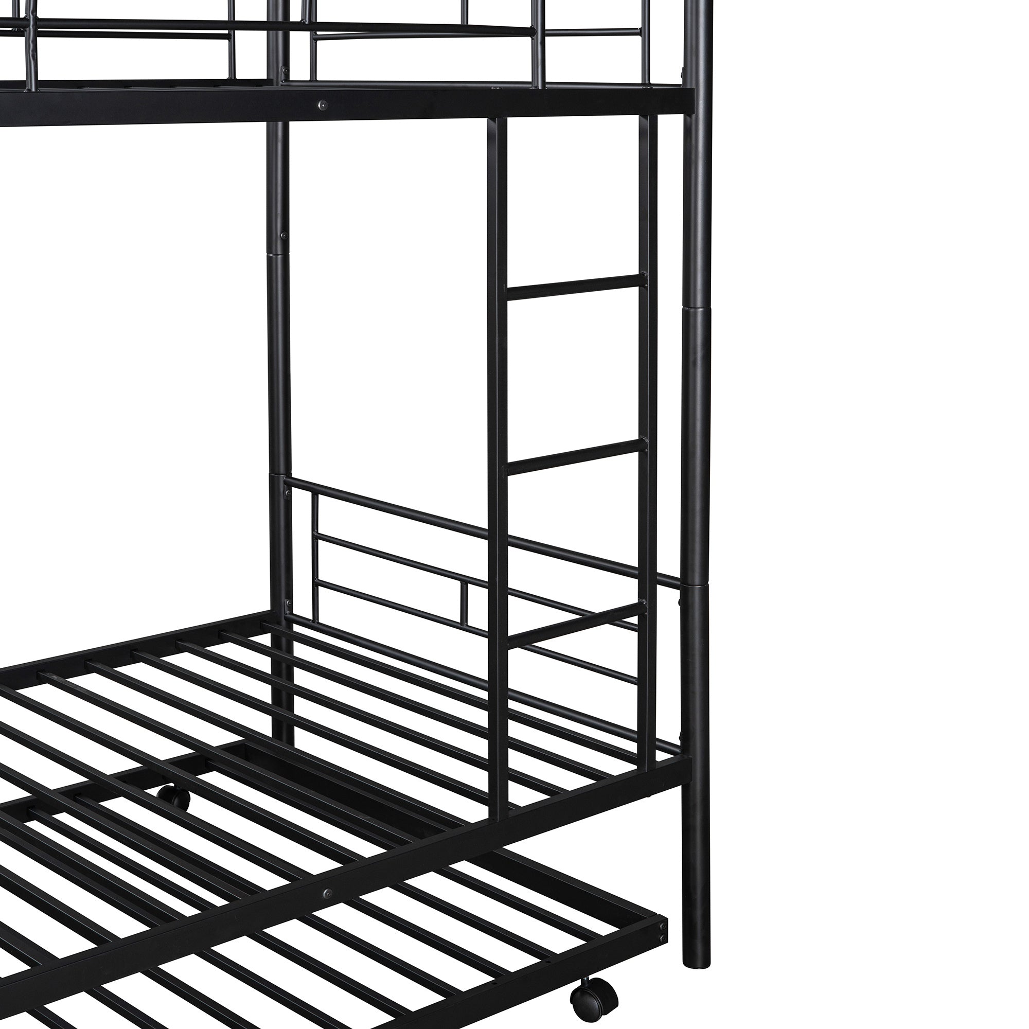 Twin-Over-Twin Metal Bunk Bed With Trundle,Can be Divided into two beds,No Box Spring needed