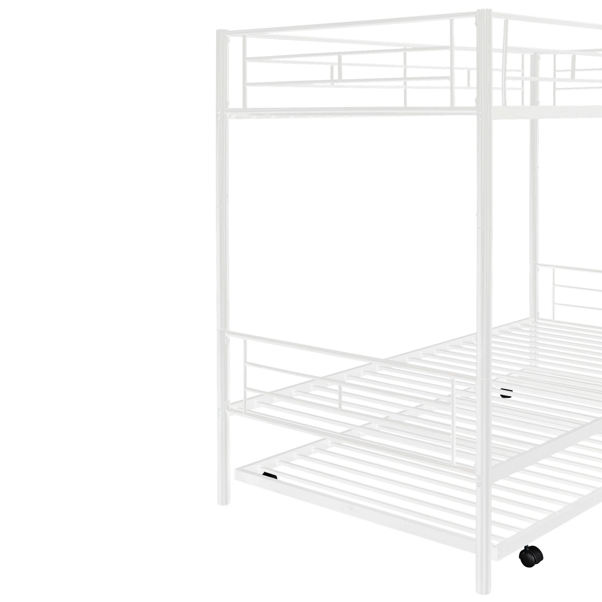 Twin-Over-Twin Metal Bunk Bed With Trundle,Can be Divided into two beds,No Box Spring needed