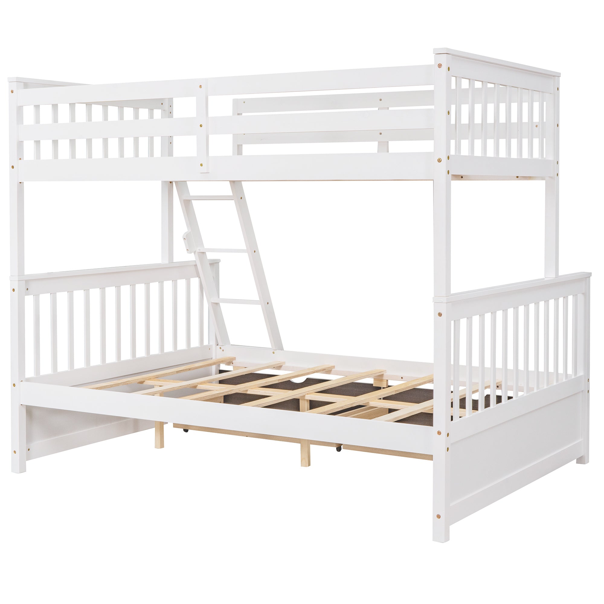 Twin-Over-Full Bunk Bed with Ladders and Two Storage Drawers