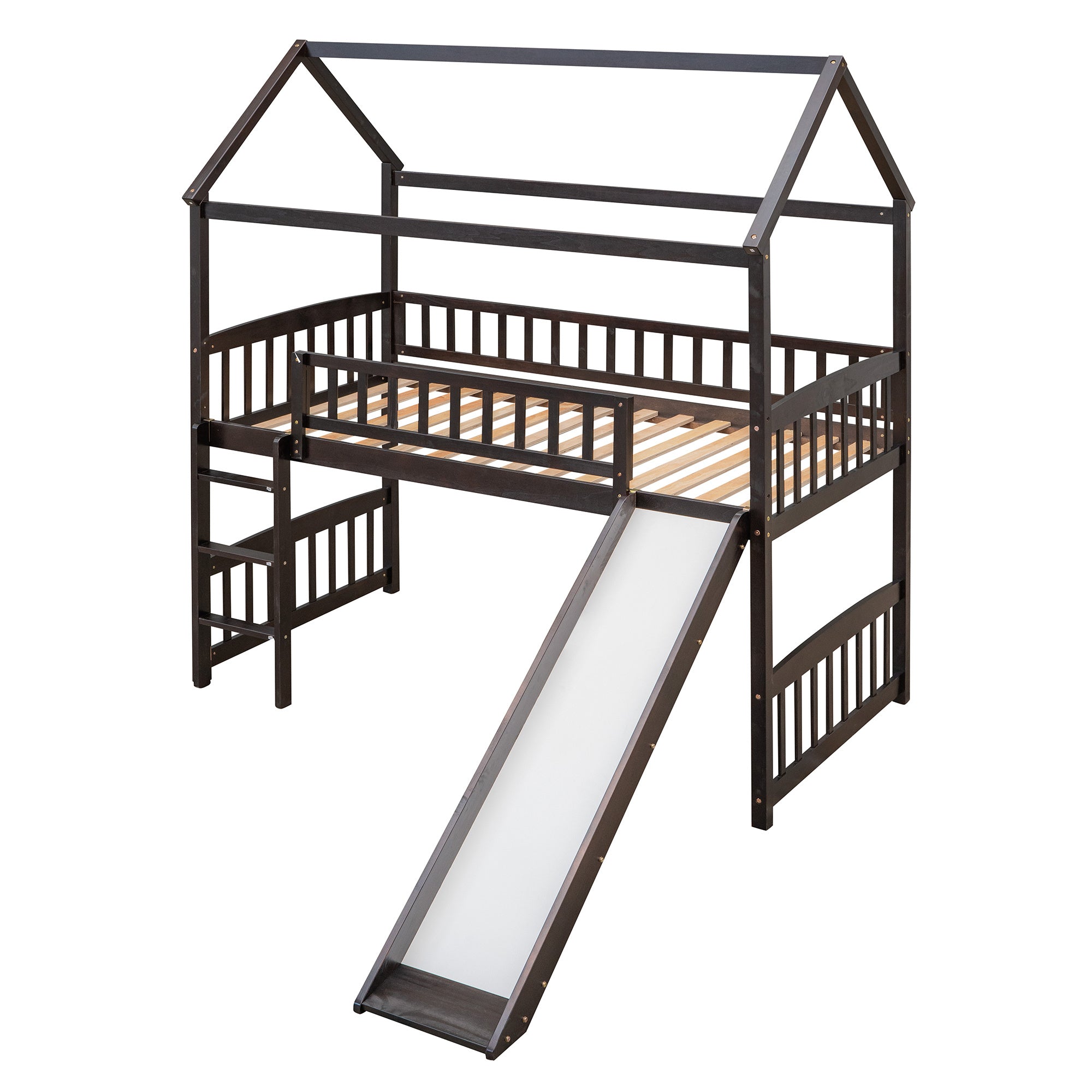 Twin Loft Bed with Slide;  House Bed with Slide